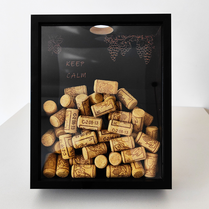 Vintage Collectible Glass - Rotwein Kork Display Rahmen Holz Weinkorken