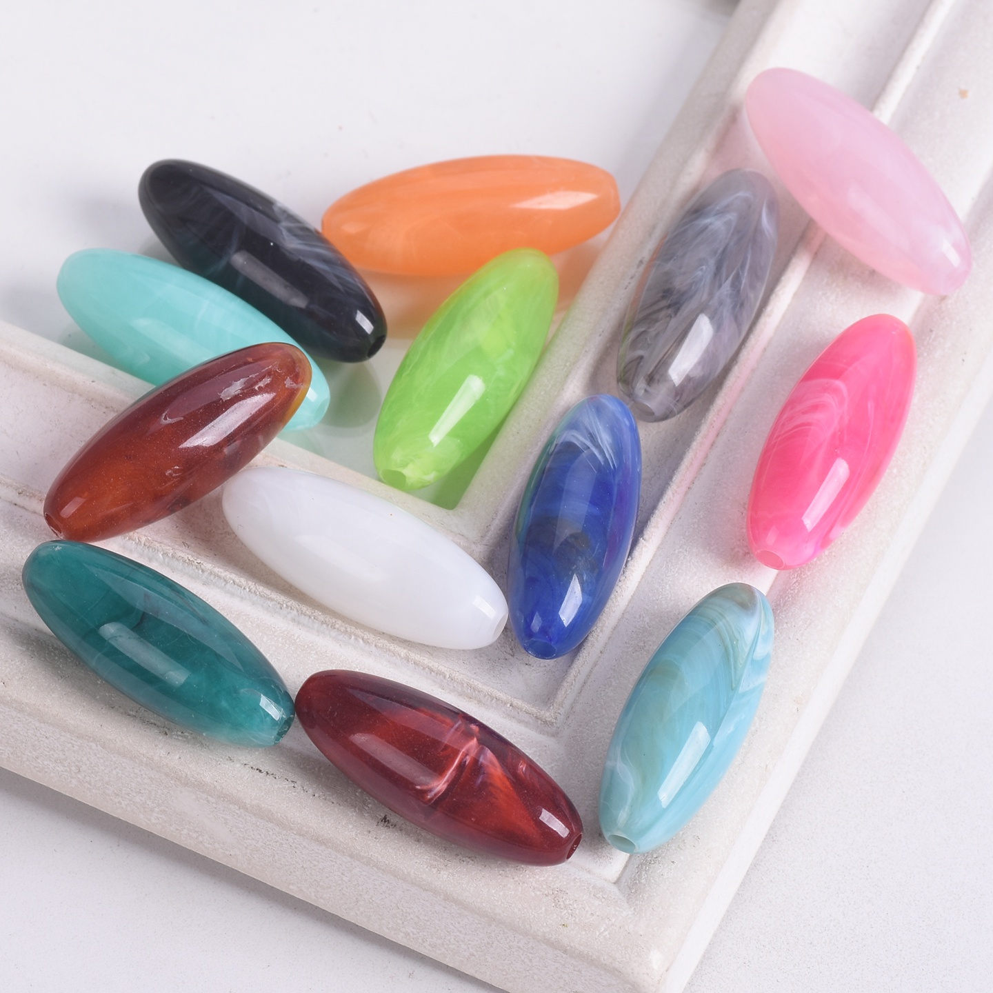 Vintage Collectible Marbles - 10 Stück Rugby-Perlen in ovaler Form,