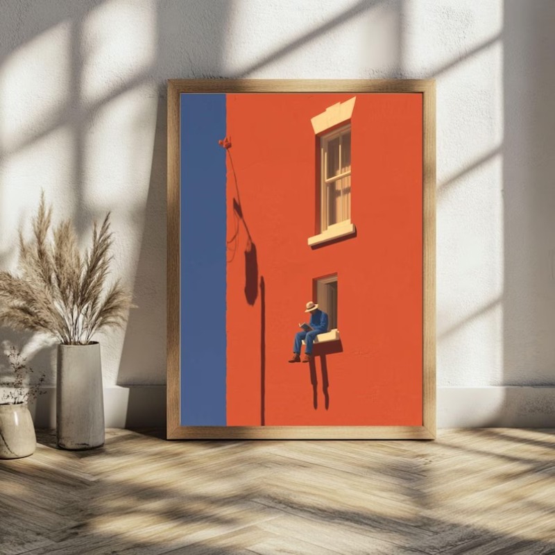Vintage Collectible Toys - Vintage Minimalistisches Abstraktes Warmes Sonniges Figuren-Poster