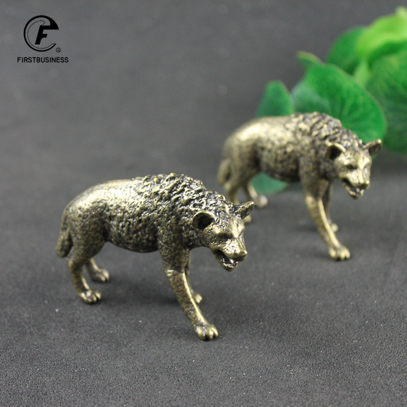 Vintage Collectible Ornaments - Solide Messing Hyäne Figur Miniatur Büro