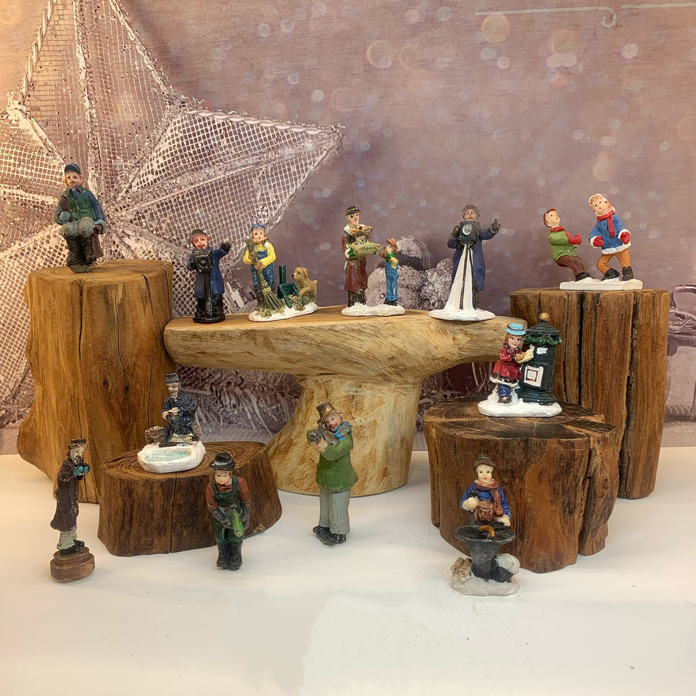Vintage Collectible Ornaments - Vintage Viktorianische Winterstadt Miniatur-Harzfiguren, Weihnachtsszenen-Dekorationen, Feiertagsreise-Sammlerstücke