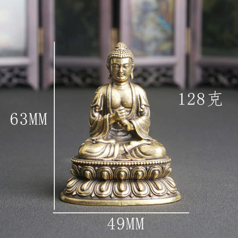 Vintage Collectible Ornaments - Vintage Reine Messing Vairocana Buddha-Statue Tischdekoration